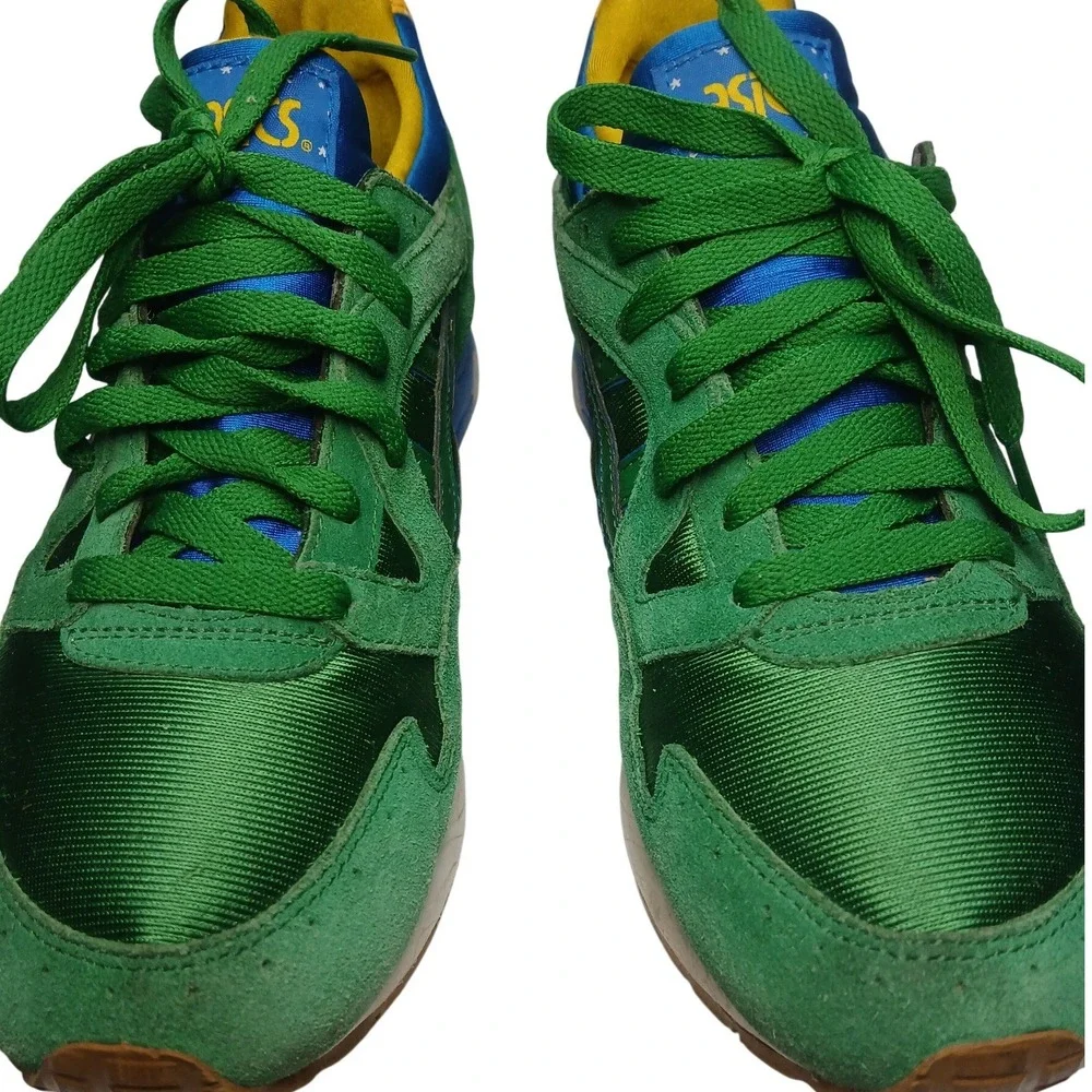 Asics Gel-Lyte V Mens 9.5 Green Blue Yellow Brazil H401N Suede Sneakers